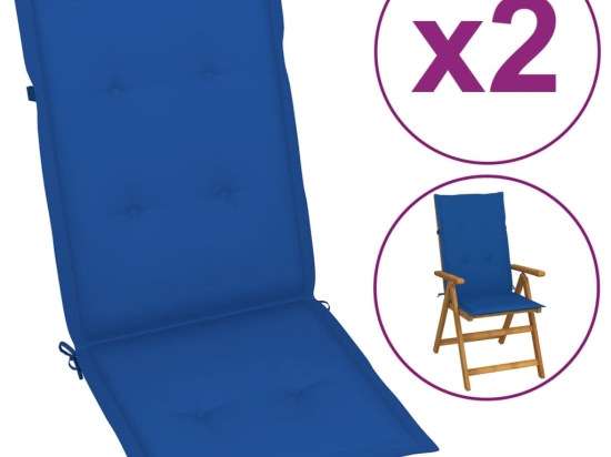 Μαξιλάρια καρέκλας κήπου με πλάτη σετ δύο τεμαχίων μπλε ρουά 50x120x4 εκ