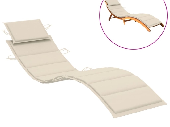 Μαξιλάρι ξαπλώστρας κρεμ από ύφασμα Oxford 58x186x3 εκ