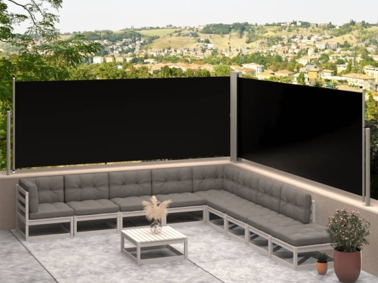 Διαχωριστικό Βεράντας Συρόμενο Μαύρο 117 x 600 εκ.
