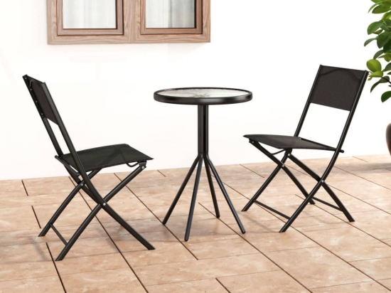Σετ επίπλων bistrot τριών τεμαχίων μαύρο από ατσάλι
