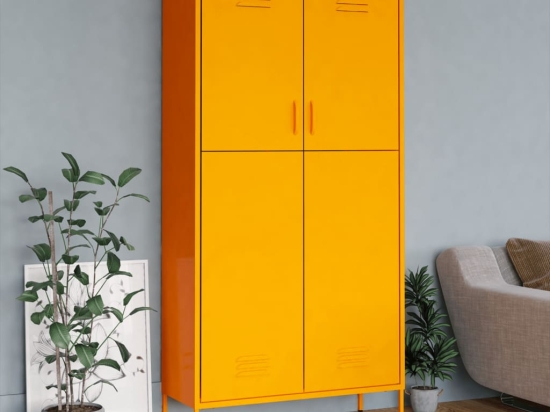 Ντουλάπα σε μουσταρδί χρώμα από ατσάλι 90x50x180 εκ