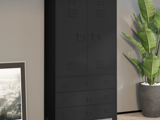 Ντουλάπα βιομηχανική μεταλλική μαύρη 90x50x180 εκ
