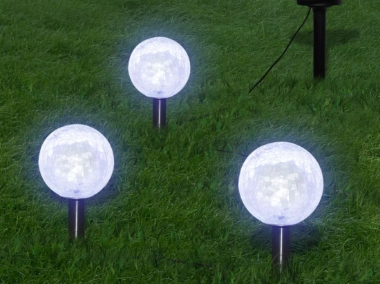 Φωτιστικά ηλιακά μπάλα LED σετ 3 τεμαχίων με στηρίγματα και ηλιακό πάνελ