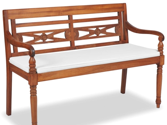 Παγκάκι Batavia από ξύλο teak με μαξιλάρια 120x51x84 εκ