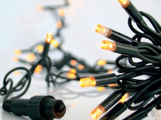 100 Led λαμπάκια IP65 επεκτεινόμενο με πράσινο καουτσούκ καλώδιο και λευκό θερμό φως 10μ