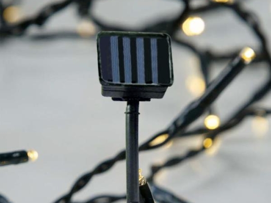 Solar 96 Led λαμπάκια με ηλιακό συλλέκτη σε πράσινο καλώδιο IP44 λευκό θερμό φως 100 εκ