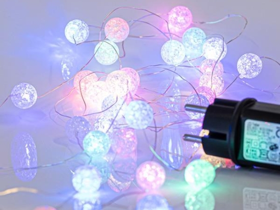 100 mini led με ακρυλικές μπαλίτσες πολύχρωμα IP44 και χάλκινο καλώδιο 5 μέτρα