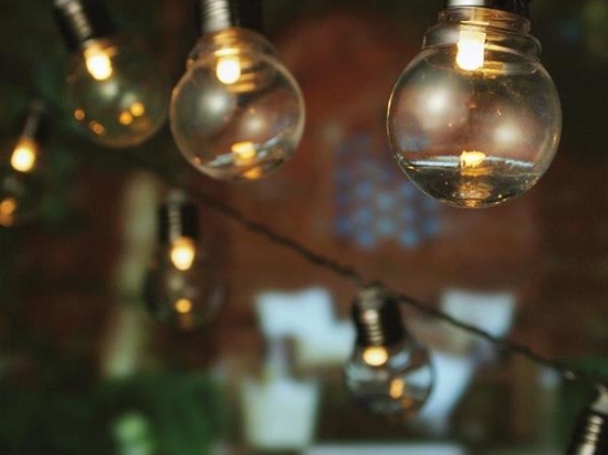 20 led με γυάλινους γλόμπους διάφανο καλώδιο και θερμό λευκό φως IP44 380 εκ 