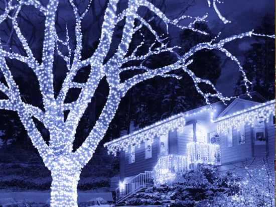 1200 LED Εξωτερικού χώρου IP44 σταθερού φωτισμού  πράσινο καλώδιο και λευκό ψυχρό φως 60 μ