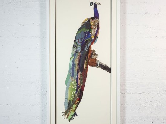 Peacock πίνακας από 3D κολλάζ σε σχήμα παγωνιού 65x130 εκ