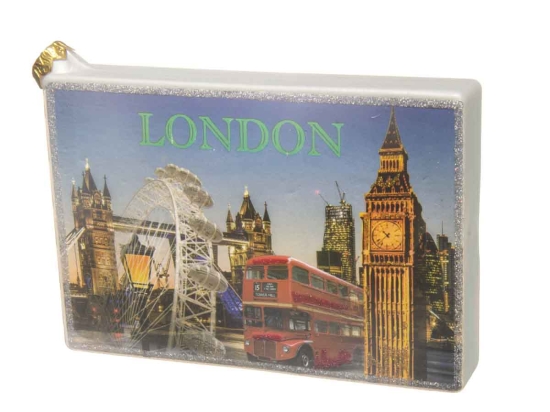 Στολίδι Χριστουγεννιάτικο γυάλινη Carte postale London 12x3x8 εκ