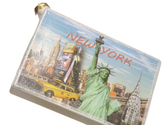 Στολίδι Χριστουγεννιάτικο γυάλινη Carte postale New York 12x3x8 εκ
