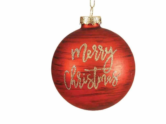 Χάλκινη ματ χριστουγεννιάτικη μπάλα Merry Christmas 8 εκ