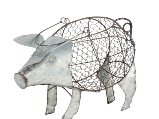 Καλάθι γκρι μεταλλικό Pig 42x21x26 εκ