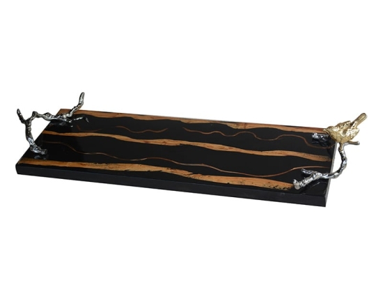 Δίσκος ξύλινος Lilliana σε μαύρο χρώμα 65x23x10 εκ