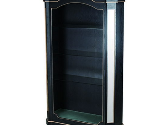 Adil ξύλινη βιτρίνα μαύρη με τζάμι 122x46x220 εκ
