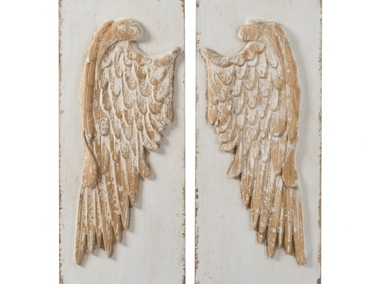 Πίνακας ξύλινος ανάγλυφος wings σετ των δύο 40x6x107 εκ