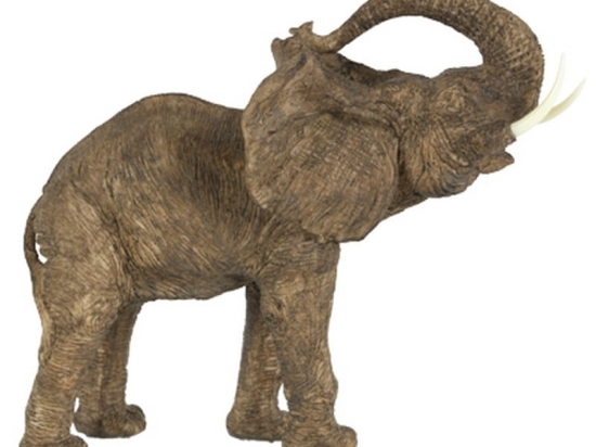 Elephant επιτραπέζιο διακοσμητικό με φιγούρα ελέφαντα από ρητίνη σε καφέ απόχρωση 38x20x31 εκ