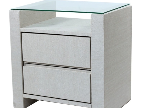 Seppeo ξύλινο μασίφ λευκό κομοδίνο 57x42x59 εκ