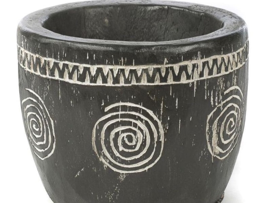 Κασπώ boho από φοινικόξυλο σε γκρι χρώμα 20x22 εκ