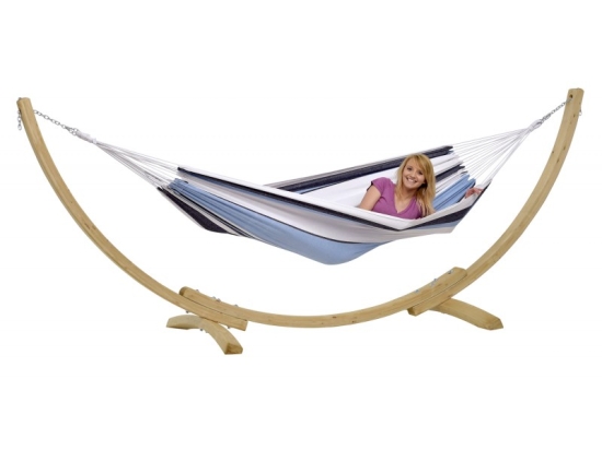 Αιώρα με ξύλινη βάση Apollo Set Marine σε μπλε αποχρώσεις 357x131x104 εκ