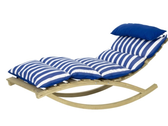 Ξαπλώστρα κουνιστή Rocking Lounger με μαξιλάρι σε μπλε απόχρωση 75x195 εκ