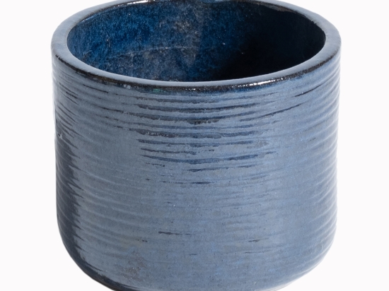 Pearl Blue κεραμικό στρογγυλό κασπώ σε μπλε χρώμα 37x34 εκ