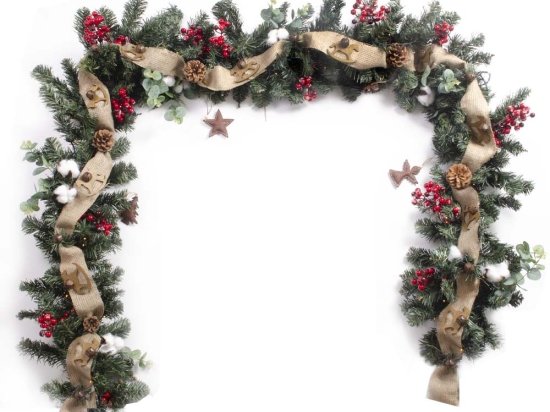 Βlooming Holidays Χριστουγεννιάτικη γιρλάντα έτοιμη στολισμένη με λαμπάκια 270 εκ