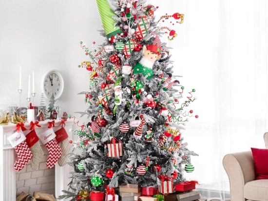 Παιδικό Όνειρο Santa's Little Helpers ολοκληρωμένη διακοσμητική πρόταση με δέντρο με ενσωματωμένο φωτισμό 100 στολίδια και ύψος 240 εκ