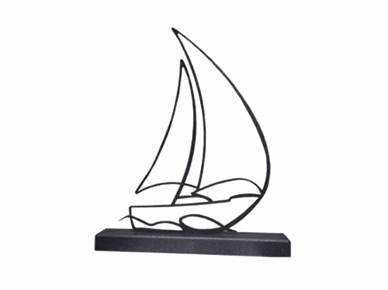 Sailing Boat χειροποίητο επιτραπέζιο μεταλλικό διακοσμητικό με καραβάκι σε μαύρη απόχρωση 32x5x38 εκ