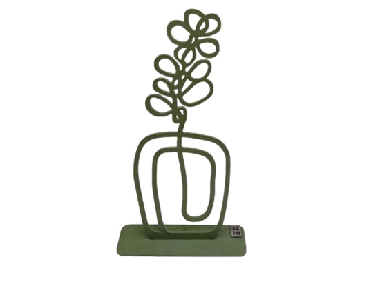 Flower in Pot χειροποίητο επιτραπέζιο μεταλλικό διακοσμητικό με λουλούδι σε γλάστρα και επιλογή απόχρωσης 15x5x28 εκ