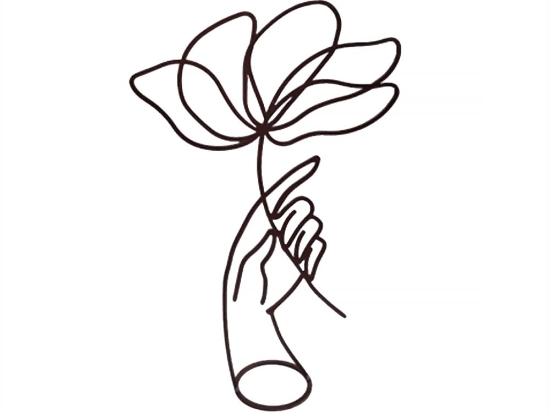 Flower on a Hand χειροποίητο επιτραπέζιο μεταλλικό διακοσμητικό με χέρι να κρατάει λουλούδι και επιλογή απόχρωσης 29x7x40 εκ