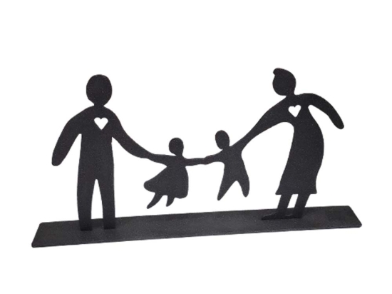 Family χειροποίητο επιτραπέζιο μεταλλικό διακοσμητικό με φιγούρες οικογένειας και επιλογή απόχρωσης 45x5x23 εκ