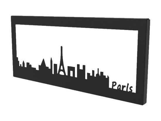 Μεταλλικό διακοσμητικό κάδρο τοίχου Paris skyline με επιλογές χρωμάτων 35x2x15 εκ