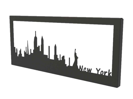 Διακοσμητικό κάδρο τοίχου από μέταλλο skyline New York σε τρία χρώματα 35x2x15 εκ