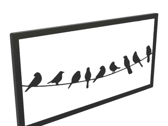 Minimal μεταλλικό διακοσμητικό τοίχου με πουλιά σε σύρμα σε δύο χρώματα 50x2x25 εκ