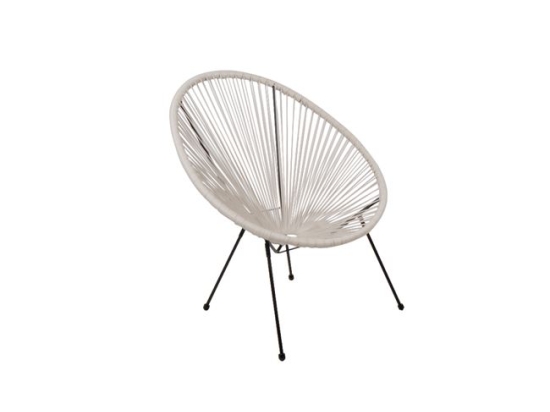 Acapulco πολυθρόνα από μαύρο μέταλλο με συνθετικό rattan λευκό 73x76x89 εκ
