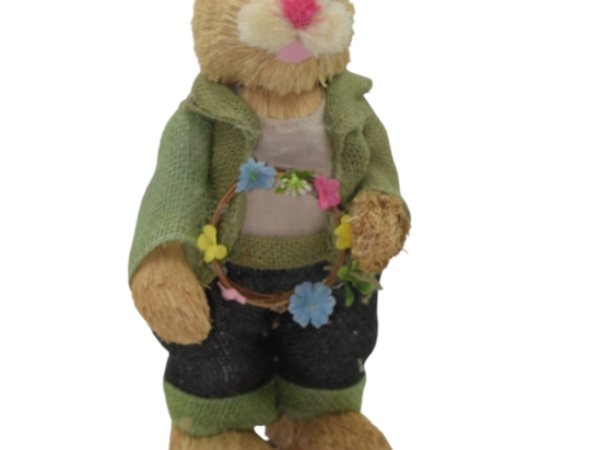 Mr Grass Rabbit πασχαλινή διακοσμητική φιγούρα λαγού με πράσινο σακάκι 40 εκ