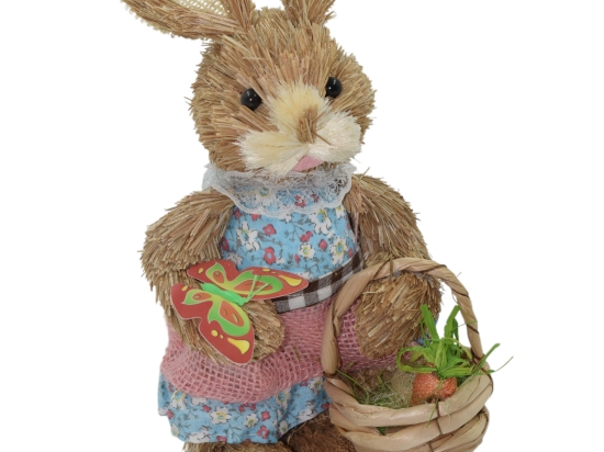 Mrs Grass Rabbit πασχαλινή διακοσμητική φιγούρα λαγουδίνας με ροζ φούστα 32 εκ