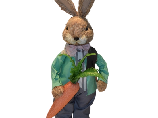 Grass Rabbit πασχαλινή διακοσμητική φιγούρα λαγού με πράσινο σακάκι 75 εκ 