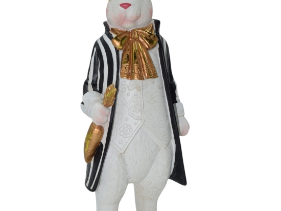 Mr Nostalgic Rabbit κεραμική διακοσμητική πασχαλινή φιγούρα λαγού με ριγέ σακάκι 37 εκ