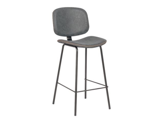 Barley σκαμπό bar μέταλλο μαύρο pu vintage grey