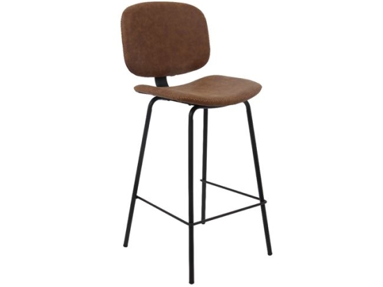 Barley σκαμπό bar μέταλλο μαύρο pu vintage brown