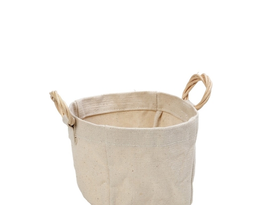 Δοχείο υφασμάτινο με λαβή Rattan 12x12x12 εκ
