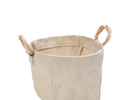 Δοχείο υφασμάτινο με λαβή Rattan 15x15x15 εκ