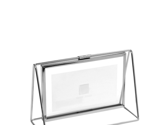 Minimal κορνίζα 17x7x12 εκ μεταλλική ασημί οριζόντια διπλής όψεως για φωτογραφία 15x10 εκ