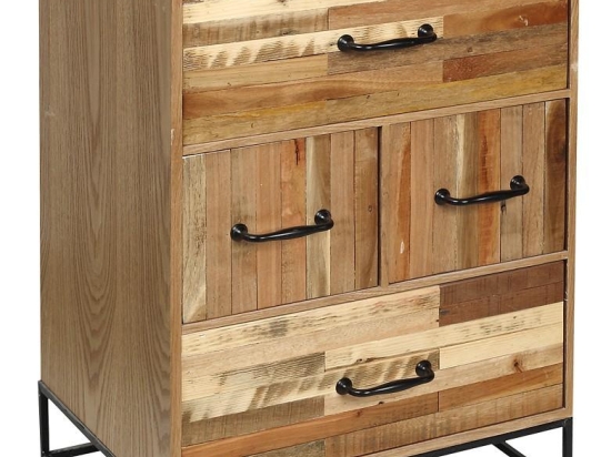 Rustic ξύλινη συρταριέρα σε φυσική απόχρωση 49x35x70 εκ