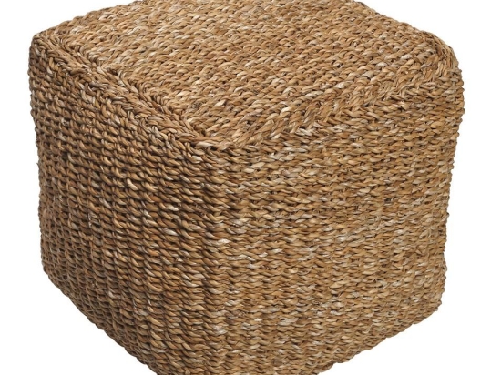 Σκαμπό από seagrass τετράγωνο σε φυσική απόχρωση 40x40 εκ 