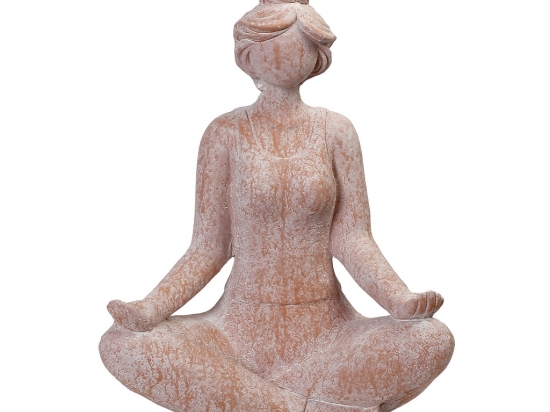 Κεραμική διακοσμητική φιγούρα σε στάση yoga σε μπεζ απόχρωση 38x23x50 εκ