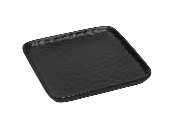 Τετράγωνο πιάτο Lava stoneware σε μαύρο χρώμα σετ των τεσσάρων τεμαχίων 20 εκ